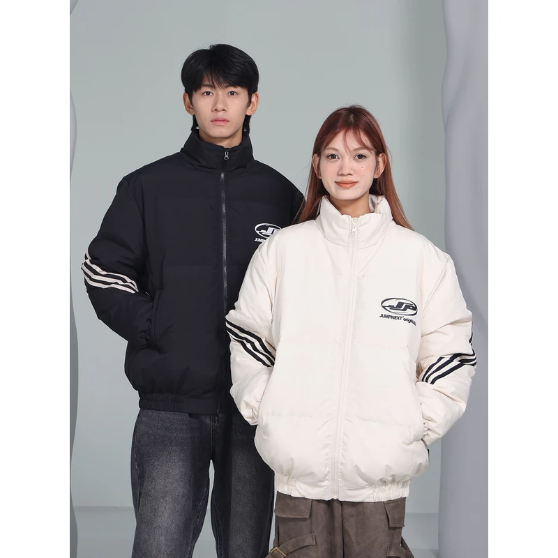 JUMPNEXT国潮美式印花条纹棉衣棉服男女秋冬季加厚情侣面包服外套