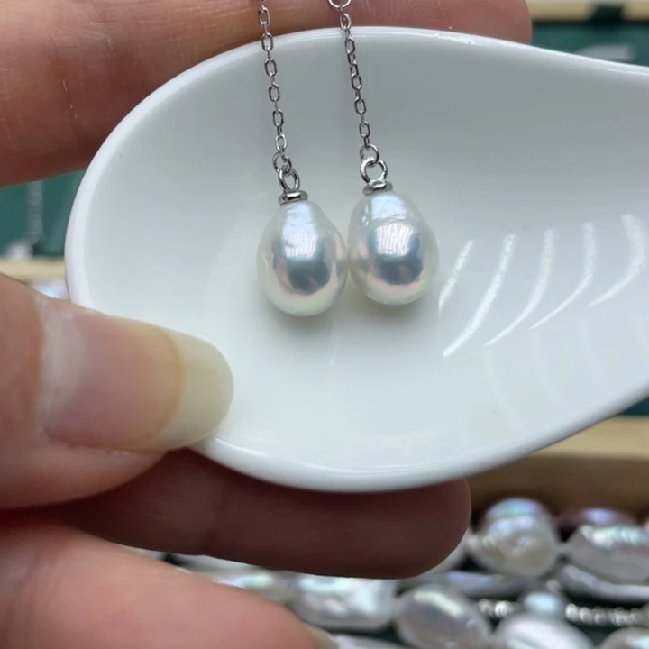 淡水珍珠耳饰银S925镶嵌
