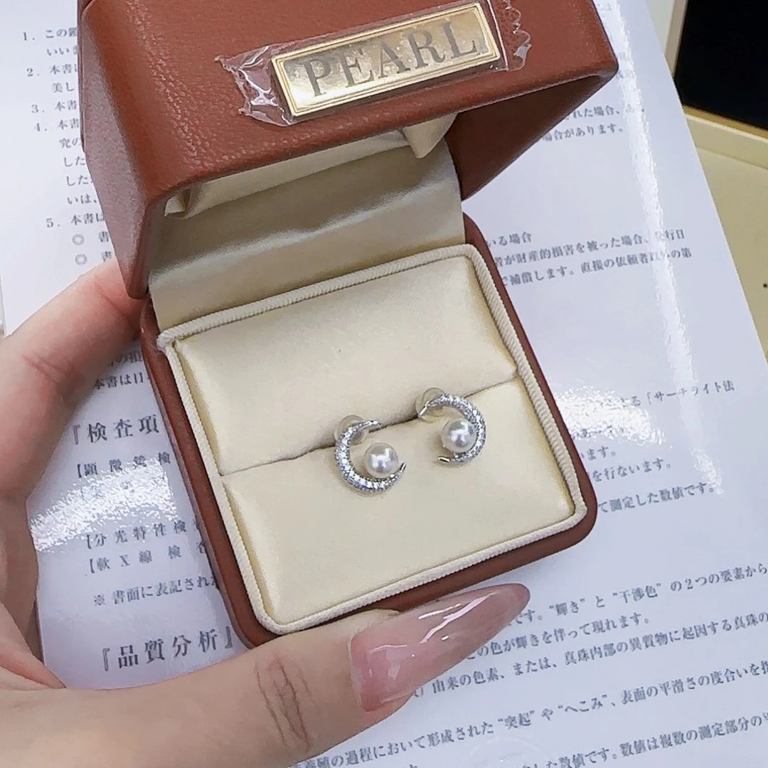 银S925镶嵌海水珍珠耳饰