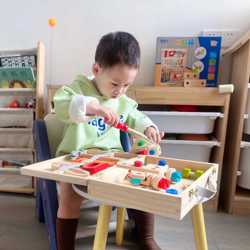 工具箱儿童早教积木2岁宝宝3男孩拧螺母螺丝组合拆装套装益智玩具