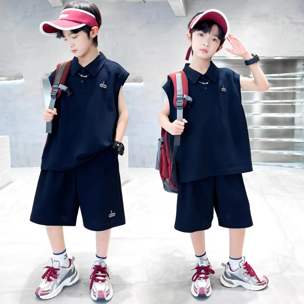 男童夏季无袖套装2025新款夏装中大儿童男孩夏款酷帅气时髦薄款潮