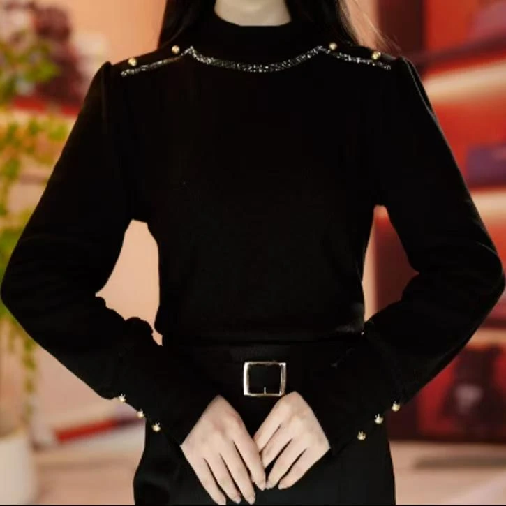 2025春秋季新款百搭加绒保暖打底衫女气质洋气设计感长袖上衣T恤