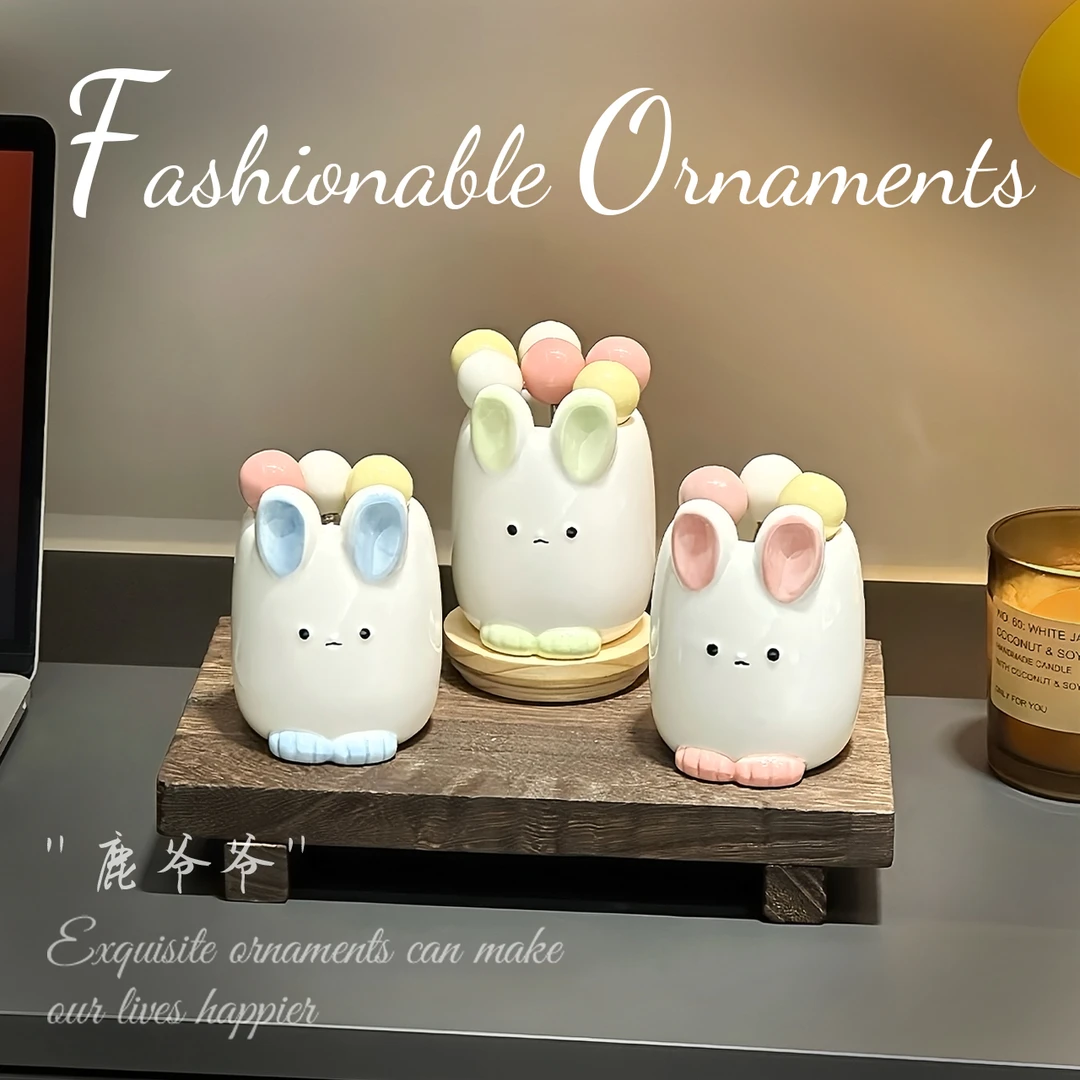 水果叉可爱兔子不锈钢家用轻奢高级感收纳罐套装安全水果签小叉子