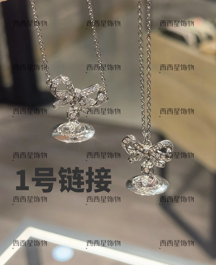 铜合金玻璃项链 铜合金项链   蝴蝶结orb立体项链