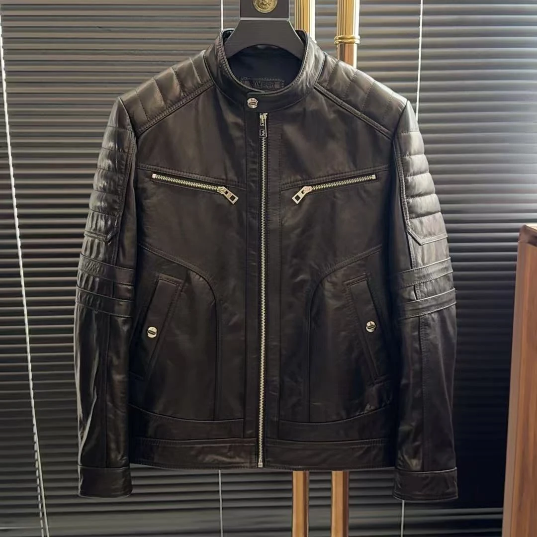 【MAIFEI 源头好货】 百分百头层牛皮立领小贝经典百搭男款真皮外套