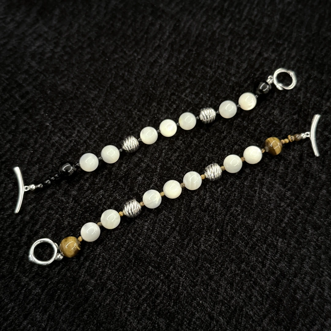 RYADAI SPAPK IN THE QUIET 925银手链 不规则OT扣石头系列手链