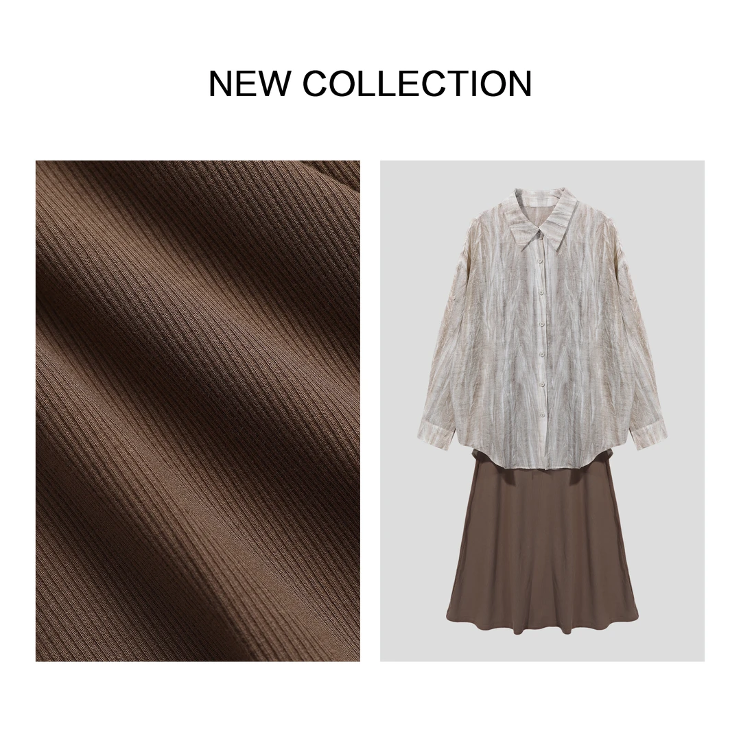 【香香专属】L1F38056B 春季直筒纯色连衣裙+衬衣-3672