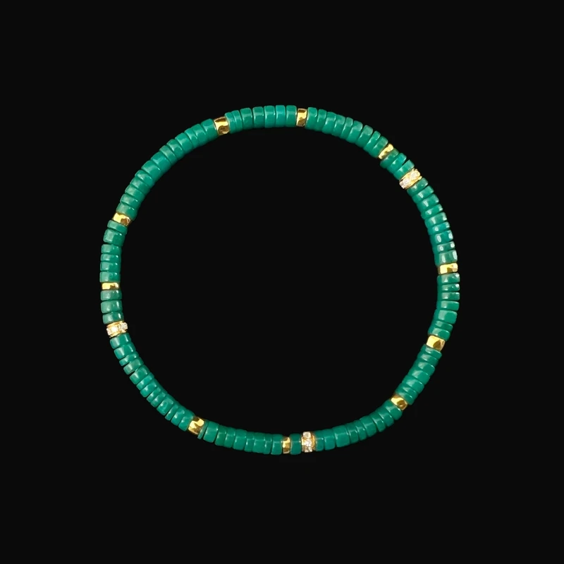 13#绿松K金单圈手串 珠径约3.5mm 手围约15cm 克重约5.7g