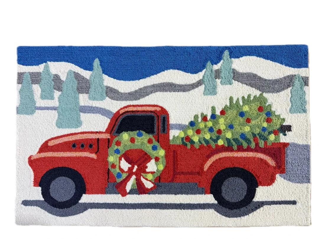 新品 出口美式手工枪刺涤纶地毯120×80cm门厅玄关阳台卧室卫生间