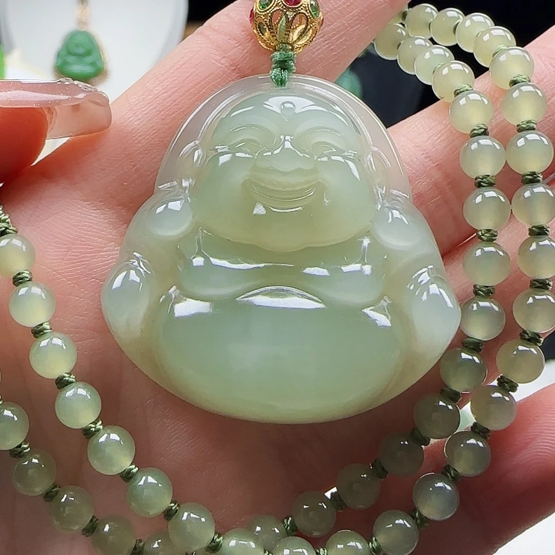 和田玉18K金镶嵌颈饰40