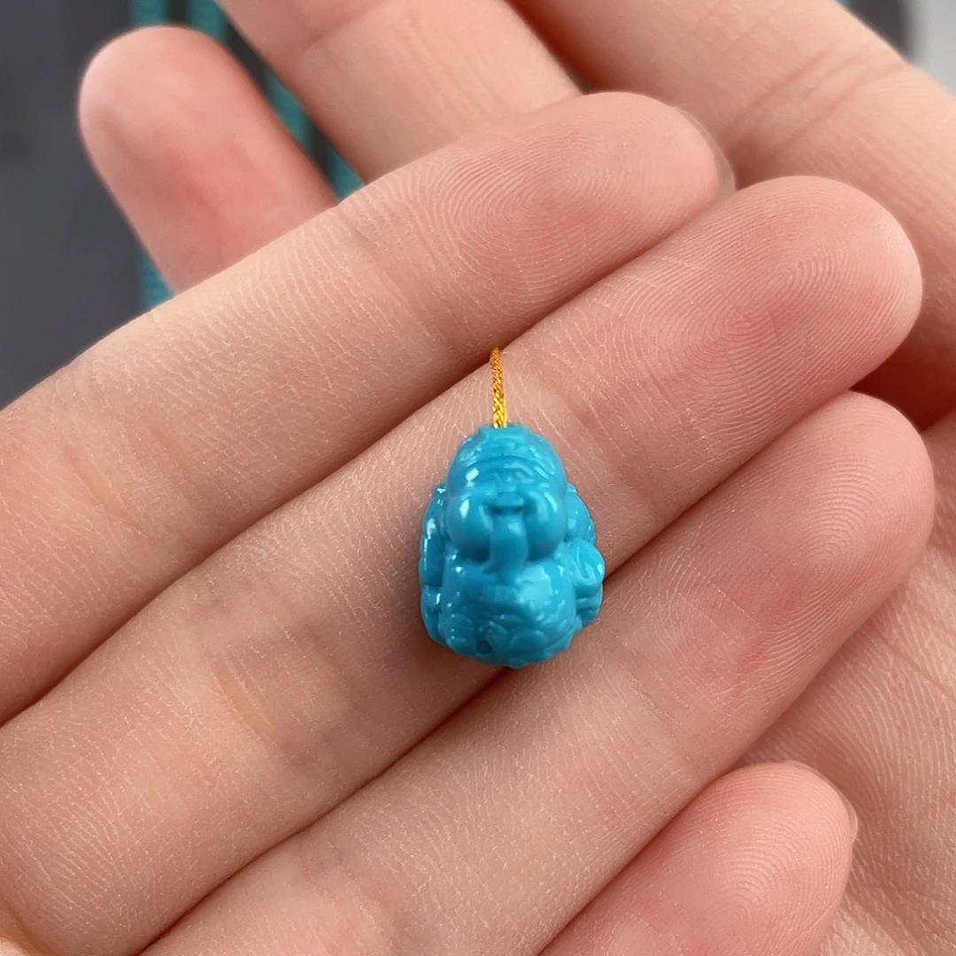 绿松石未镶嵌配饰玉化蓝财爷爷10+