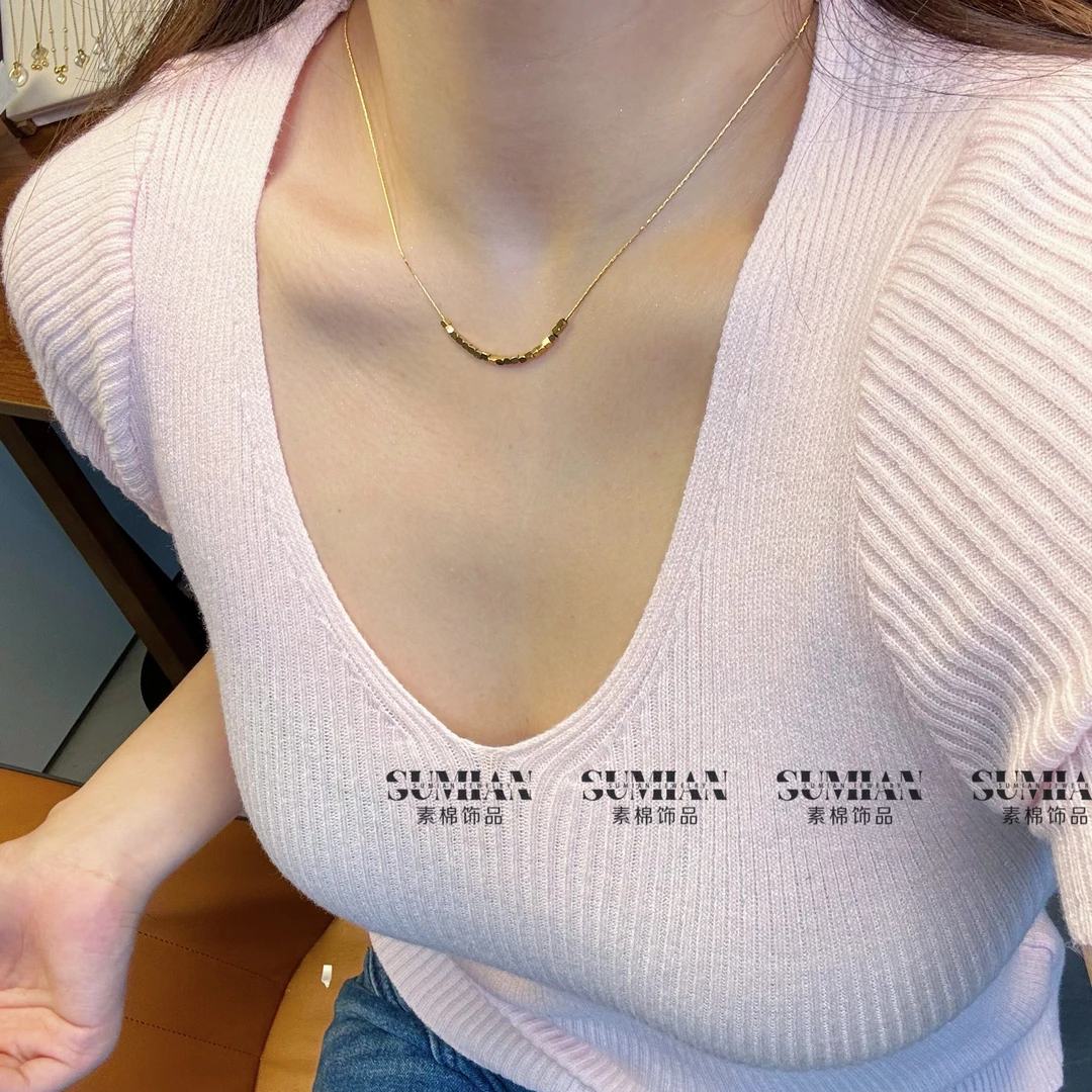 钛钢项链 「SM44」碎银子20颗小方糖锁骨链气质款小众设计 不褪色