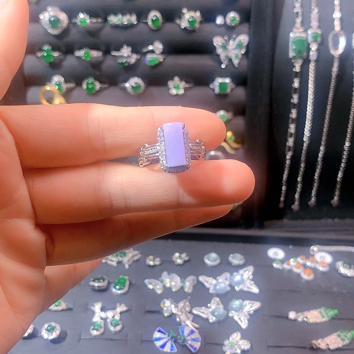 翡翠戒指银S925镶嵌宁****姐戒指