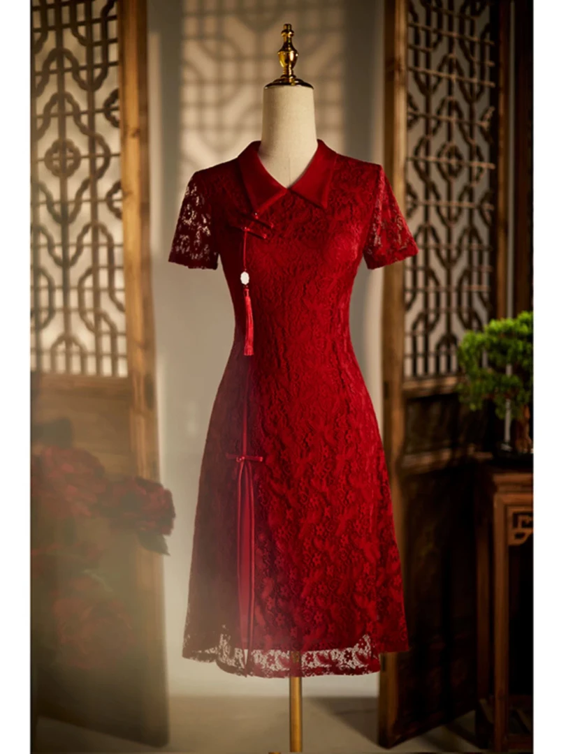 【2097 金玉满堂 中国红】显瘦气质修身优雅复古中国风旗袍长袖
