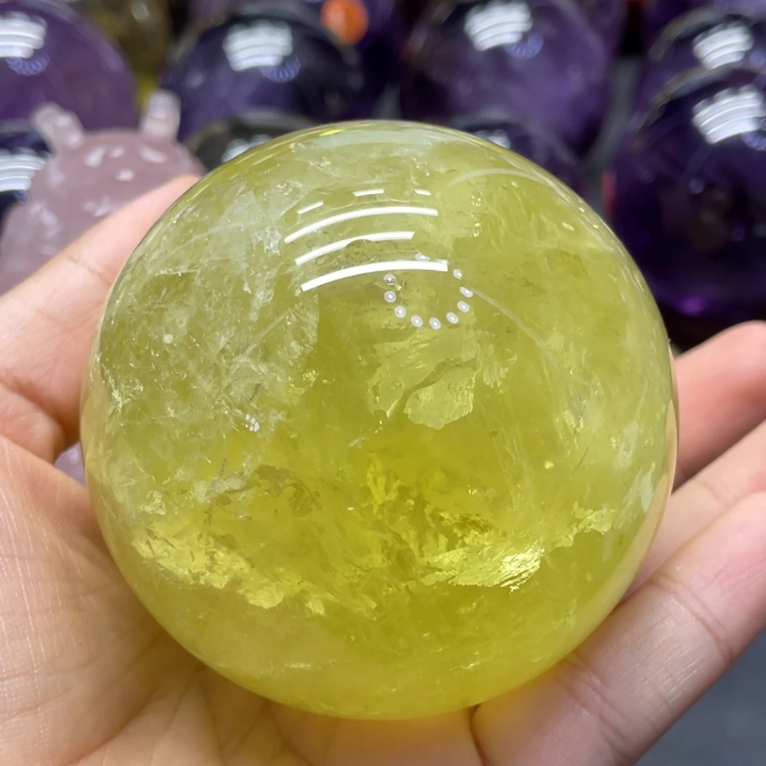 未镶嵌珠宝半成品水晶MM黄水晶球C2573