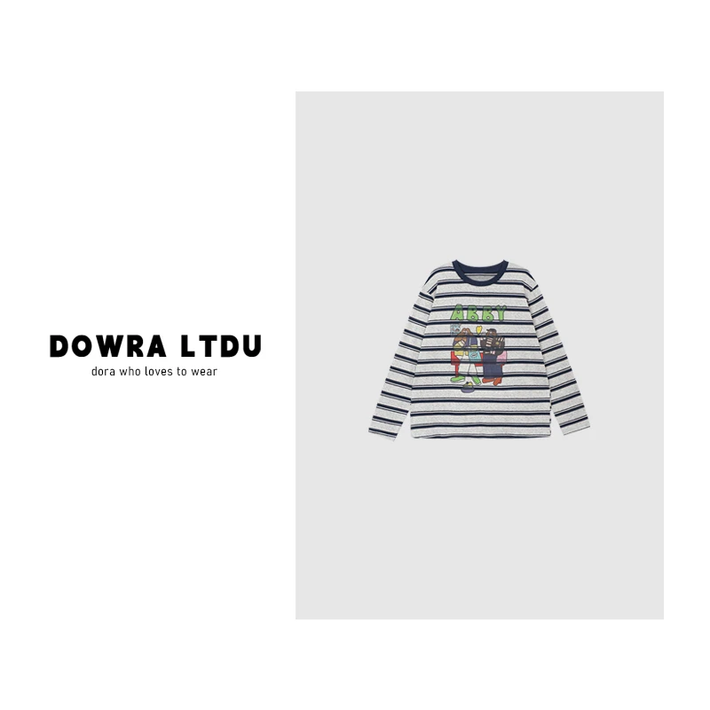 朵拉【松弛老友记】2025年秋季新款圆领美女AB长袖百搭T恤016-90917