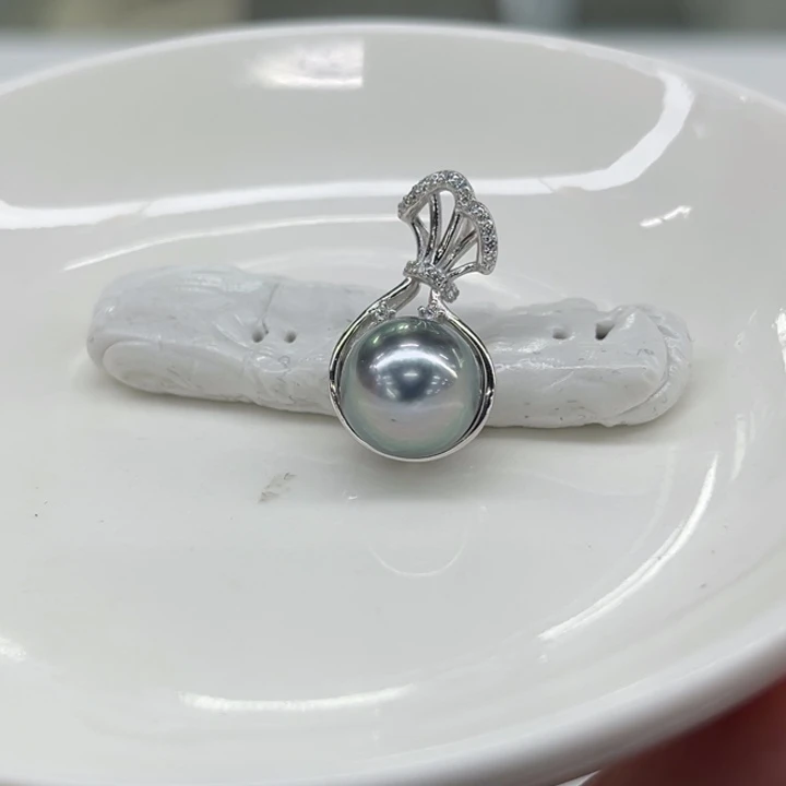 银S925镶嵌吊坠(不含链)海水珍珠10-11mm
