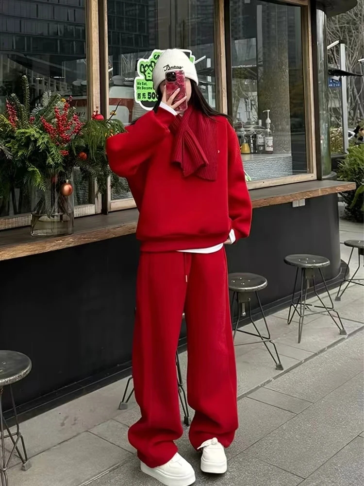 集合链接年款大红加厚套装