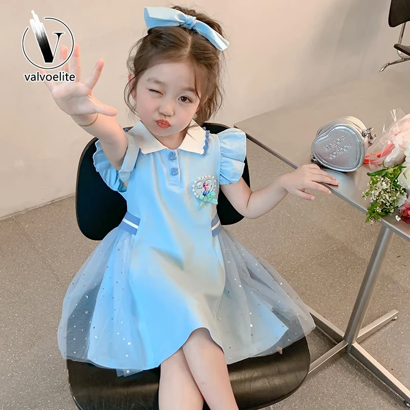 VALVOELITE女童爱莎连衣裙夏季2025年新款洋气公主裙时尚polo裙子