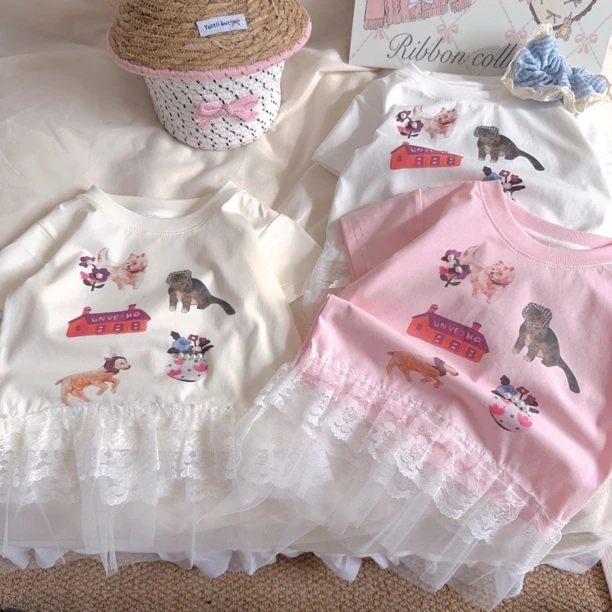 夏季女宝蕾丝仙仙屁帘短袖