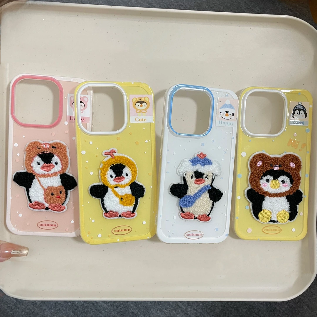 可爱动物刺绣适用苹果手机壳华为vivo小米oppo荣耀红米一加全包软