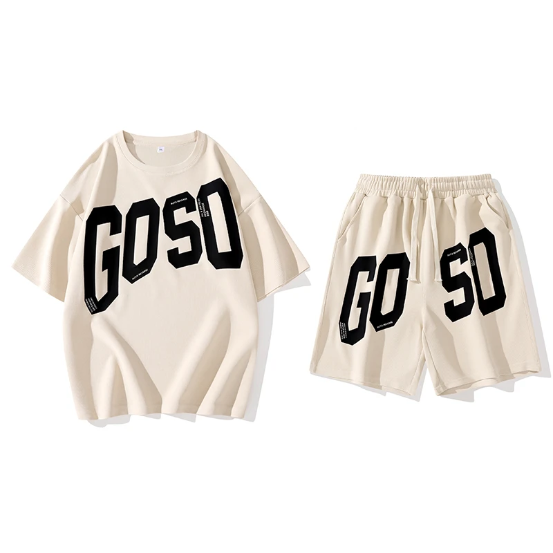 夏季短袖男孩运动套装青少年帅气华夫格短袖套装651