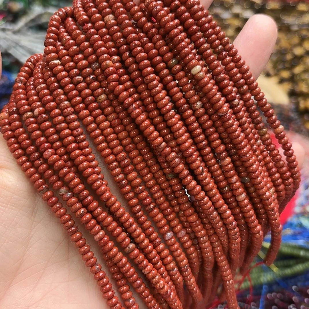 玛瑙/玉髓未镶嵌珠宝半成品2×4红石算盘一条