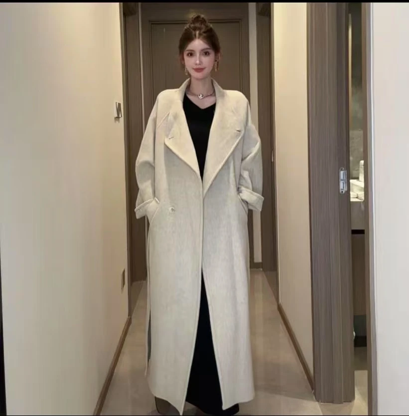 H【人生大衣】插肩袖大翻领版型巨显瘦秋冬超长款羊毛大衣