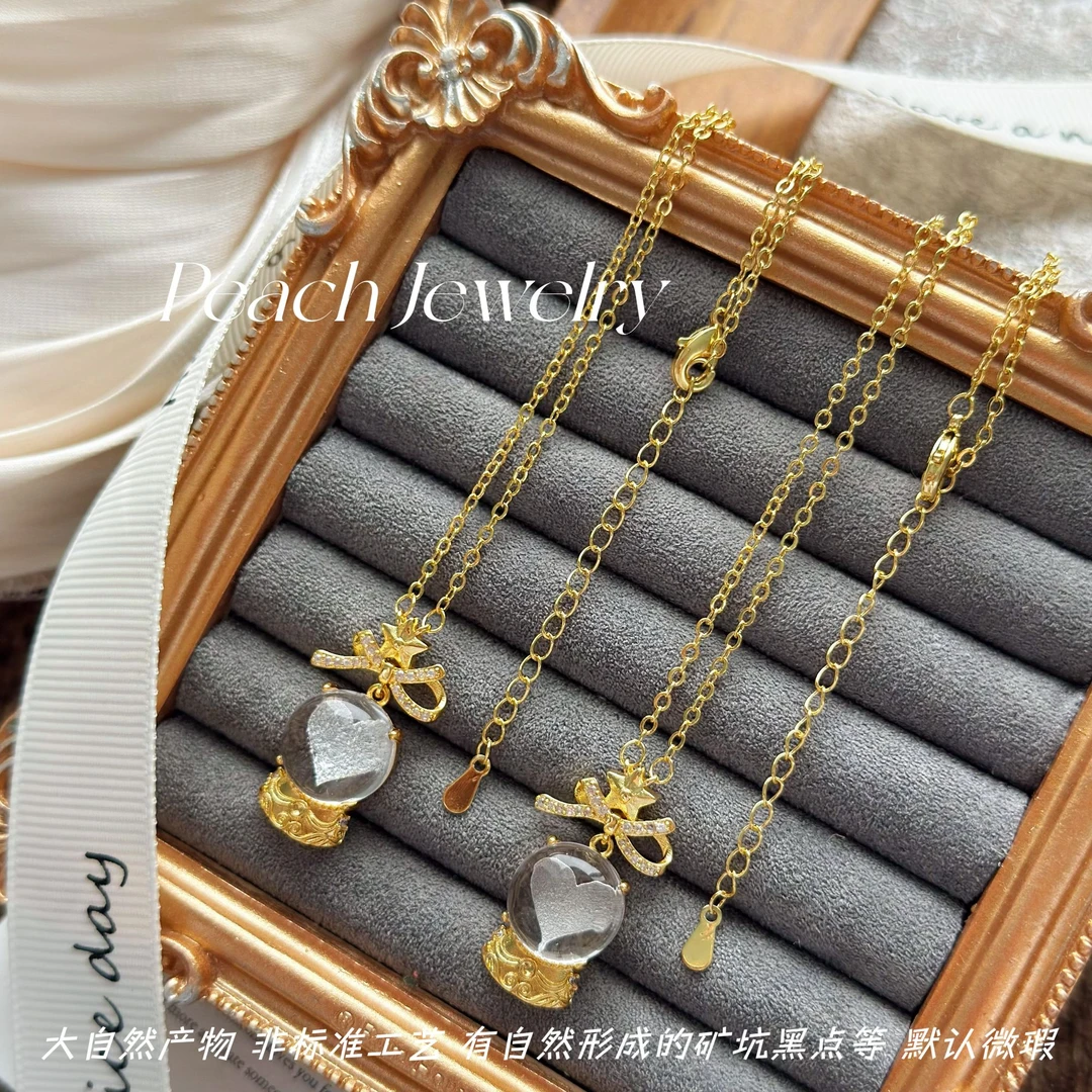 白水晶雕刻爱心水晶球可调节项链 LC154 多样性发一颜色微差