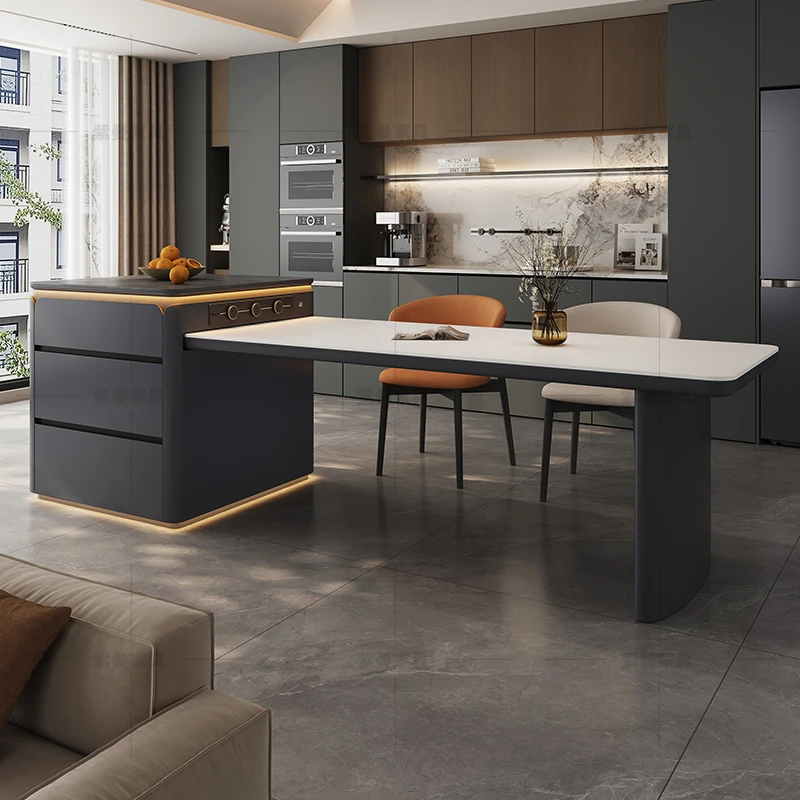 【25新款-周年纪念款】岛台餐桌一体 家用可伸缩餐岛台岩板饭桌厨房