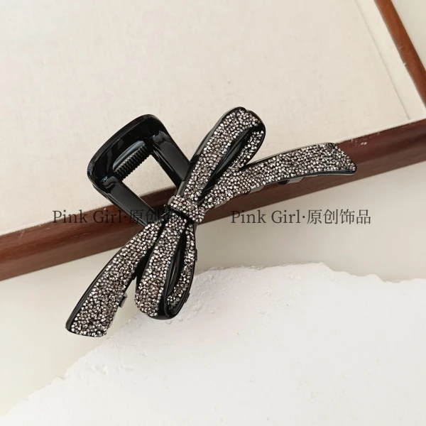 Pink Girl  F987气质时尚蝴蝶结砂糖钻抓夹11cm不对称精致高级感