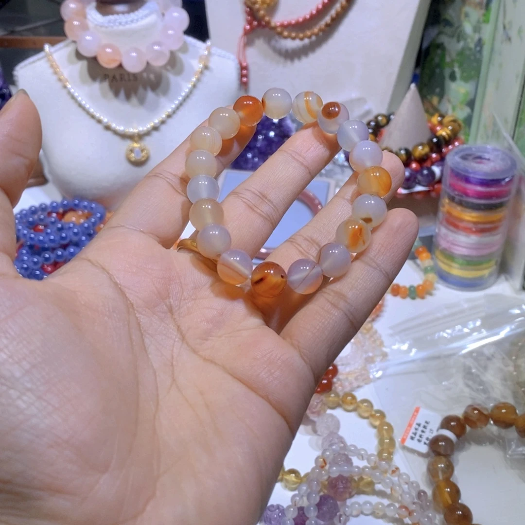 玛瑙/玉髓未镶嵌手链龙纹玛瑙原色10mm