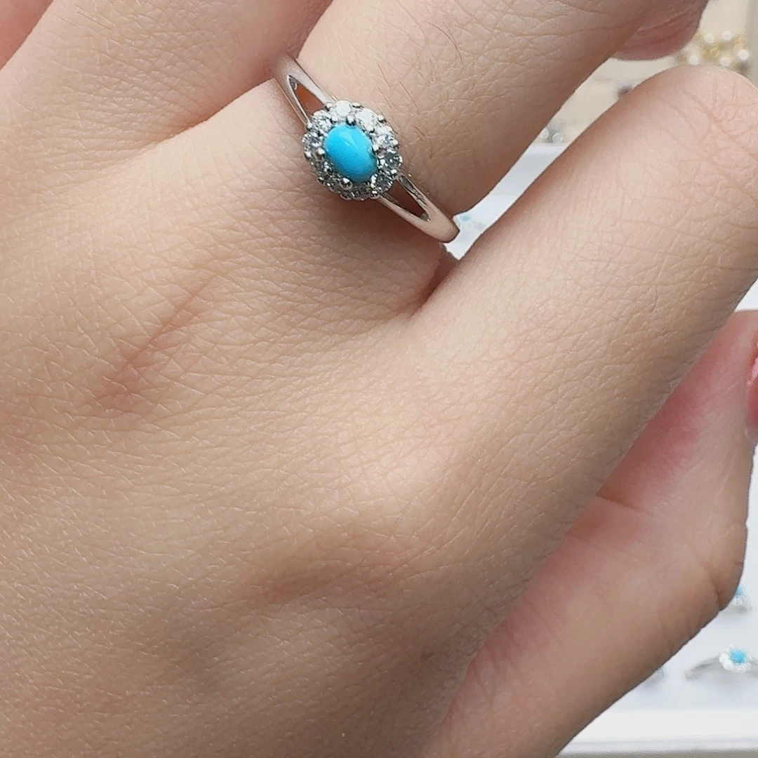 水晶戒指银S925镶嵌戒指小松松