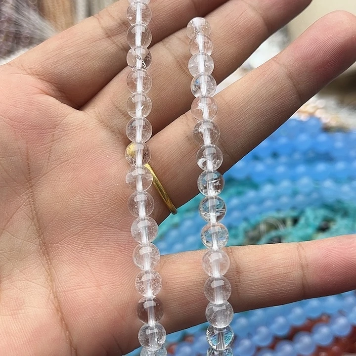 玛瑙/玉髓未镶嵌珠宝半成品一条8mm左右白水晶有棉