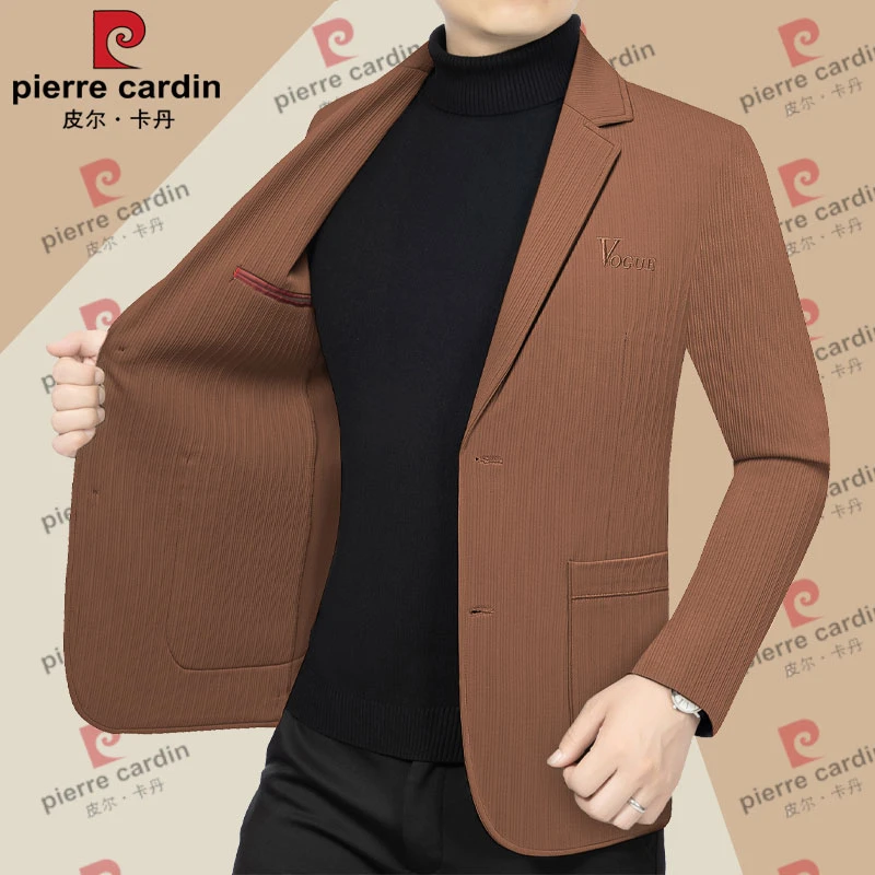 皮尔卡丹正品春秋新款西装男外套高档西服上衣免烫单西修身薄款潮