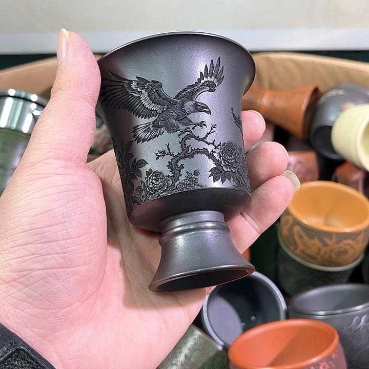 茶杯紫砂东***巴全手工紫砂主人杯