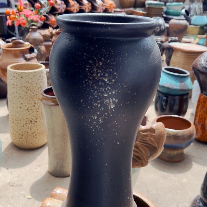 紫砂花盆高约43口约18黑色