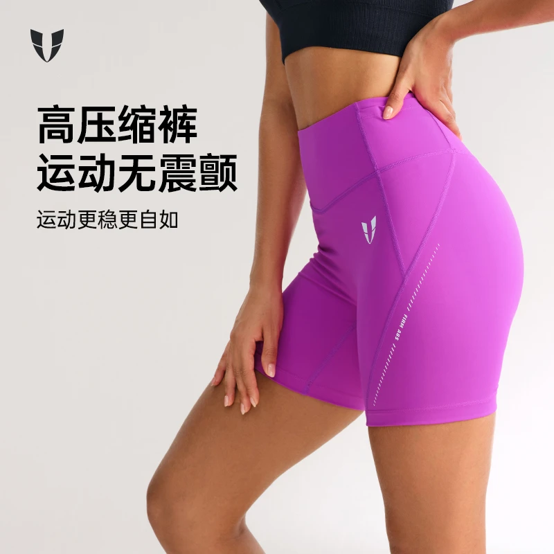 马甲线健身四分短裤女骑行紧身压缩裤户外跑步瑜伽速干F2532D567