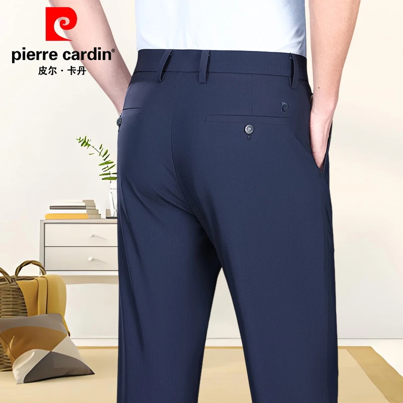 皮尔卡丹2025新款桑蚕丝休闲裤弹力宽松直筒裤夏季薄款男士西裤