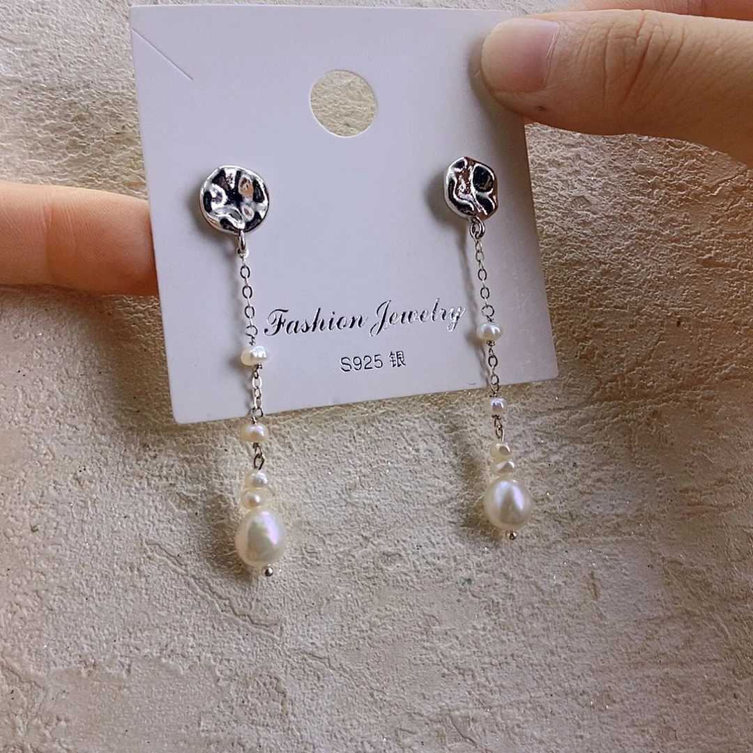 银S925镶嵌耳饰淡水珍珠