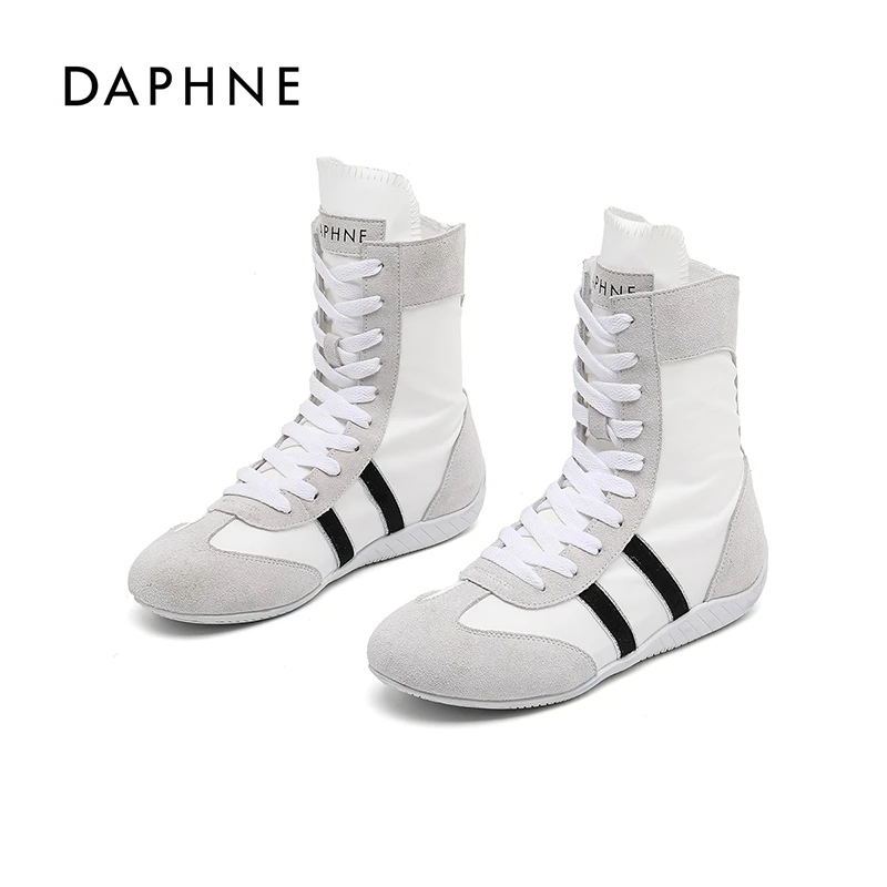Daphne/达芙妮拳击靴女2025秋季新款系带百搭高帮透气运动休闲鞋