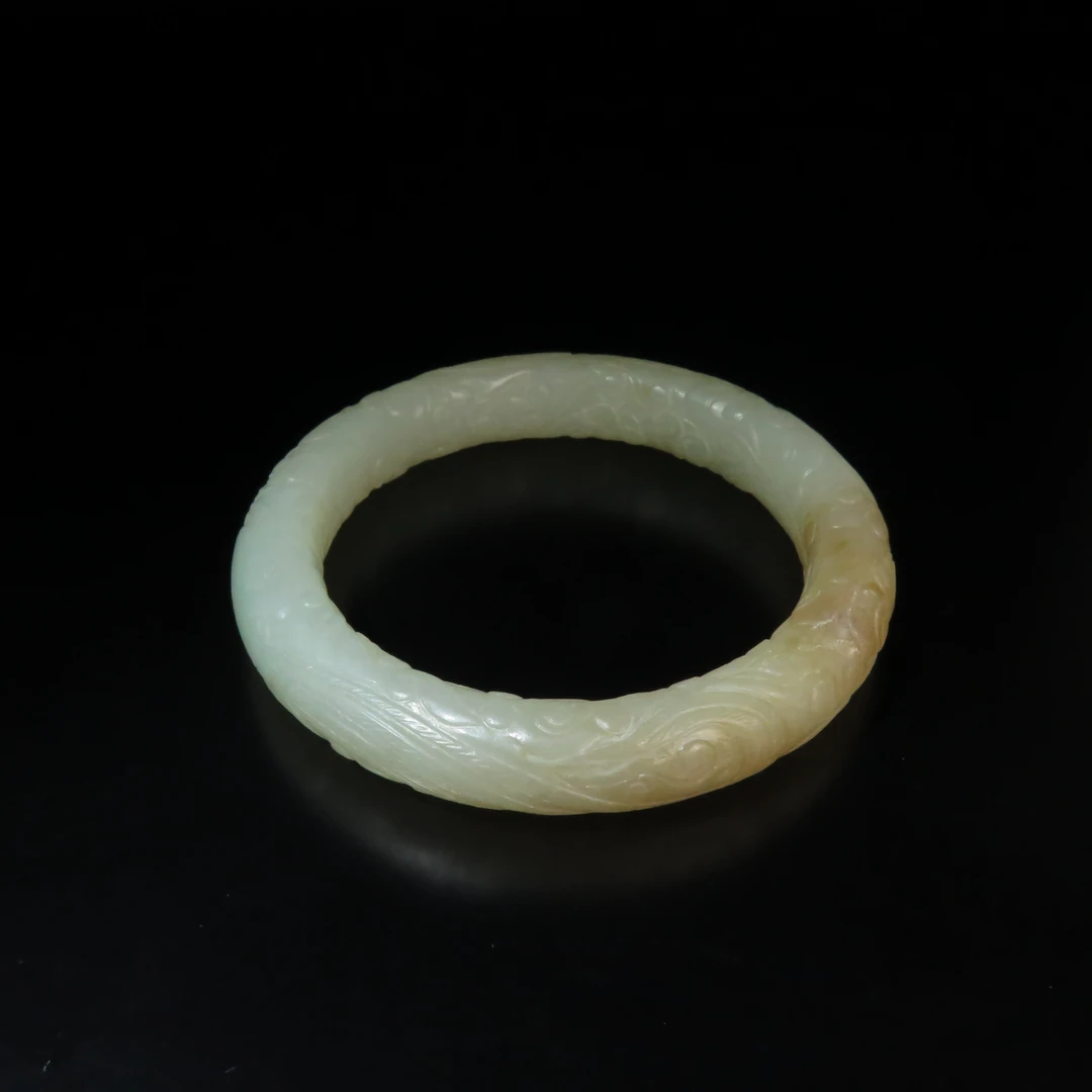 清代细工刻花玉镯/MZ453091/和田玉/民族文物