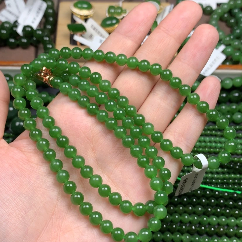 【闪购商品】和田玉（碧玉）未镶嵌颈饰6m冰辣阳绿无黑