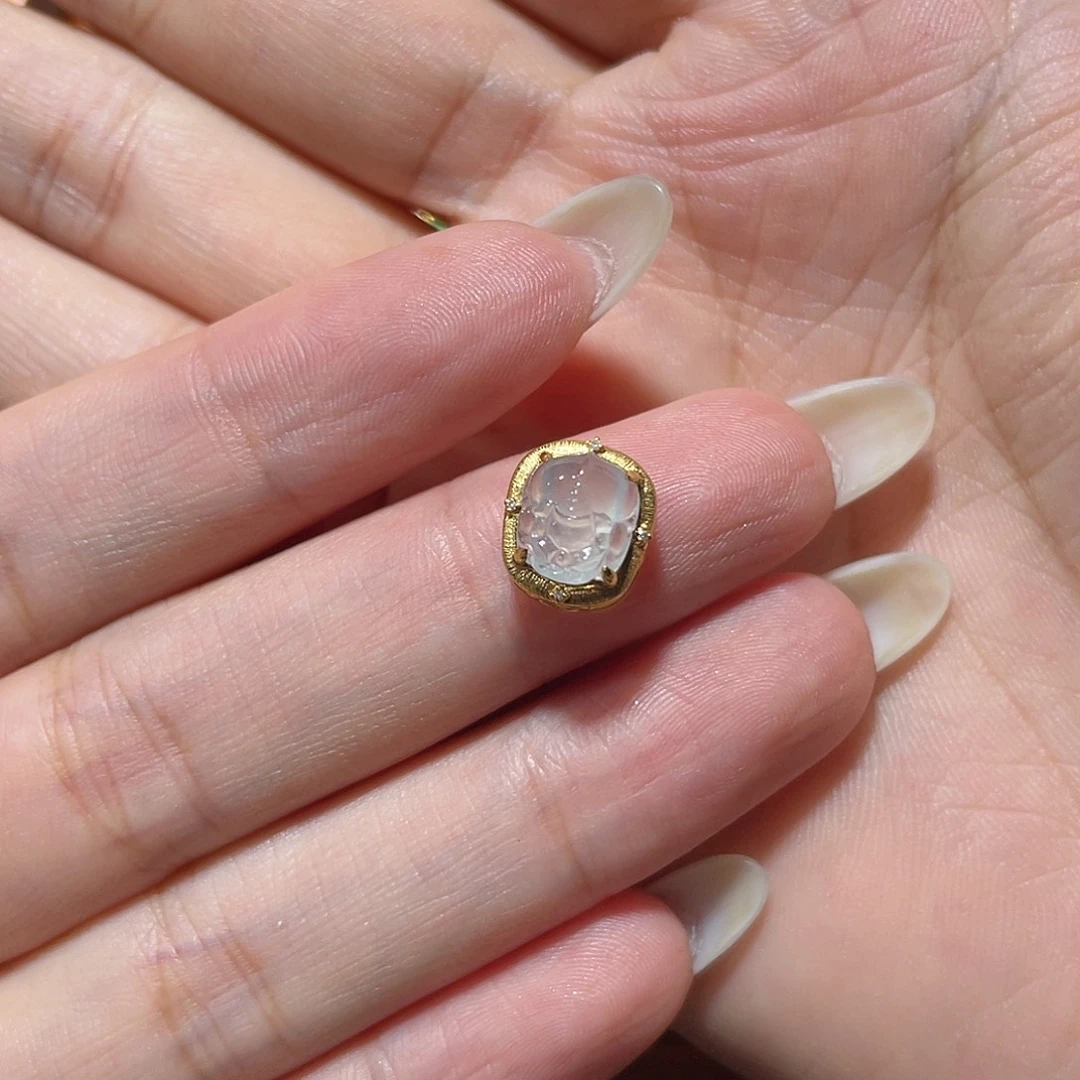 汇***居翡翠18K金镶嵌吊坠(不含链)