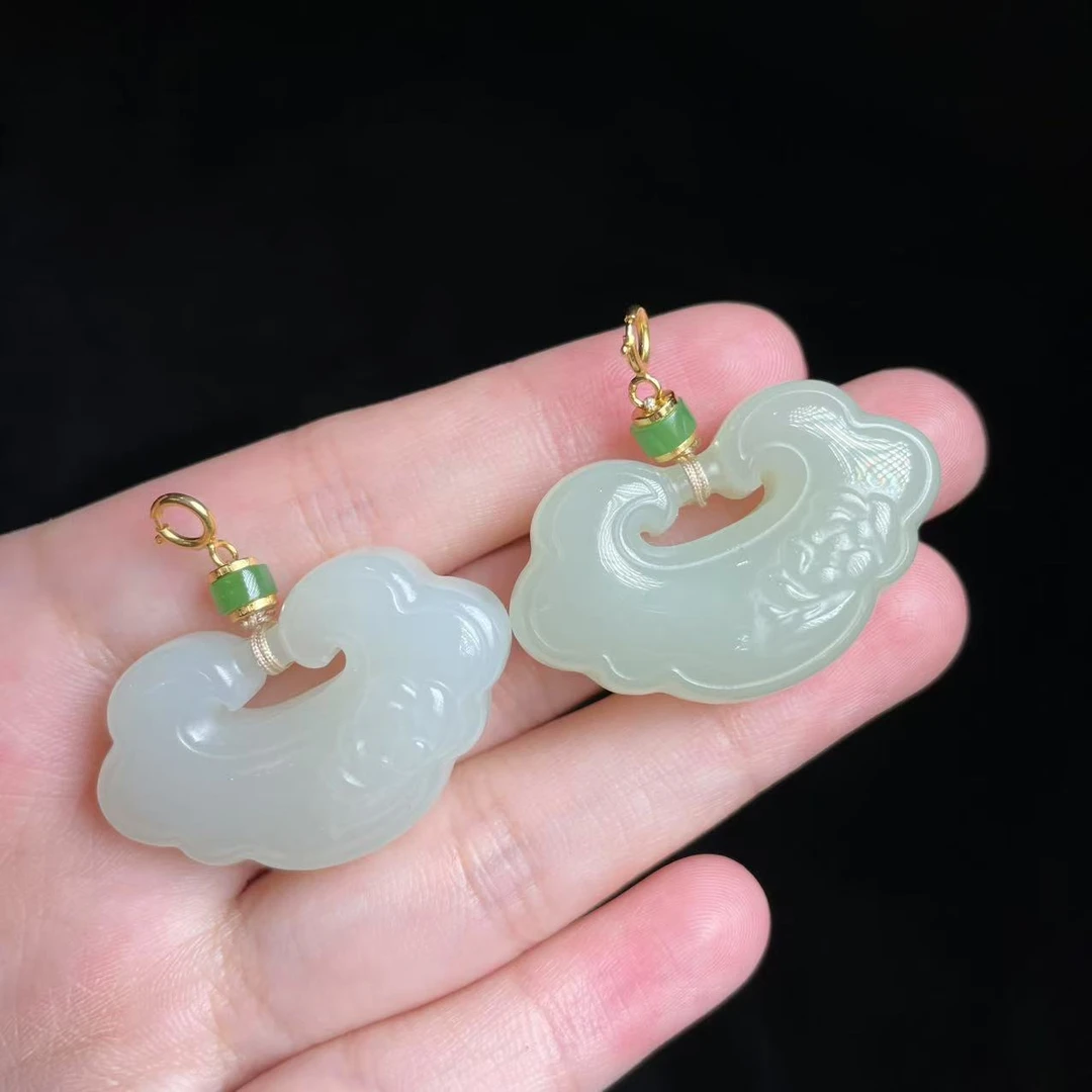 【玉总珠宝】925银和田玉吊坠-约33*20*11mm多样性发一CAN3550214