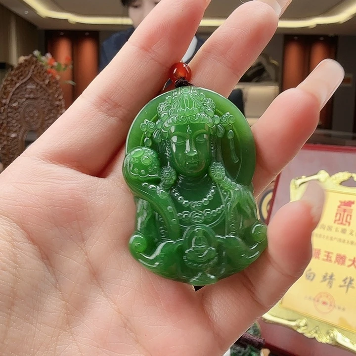 和田玉未镶嵌颈饰碧玉观音