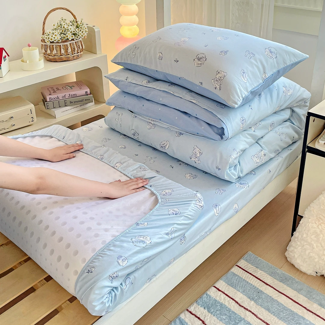 大学生宿舍六件套拎包入住床垫被子单人床单被套罩床上三件套纯棉