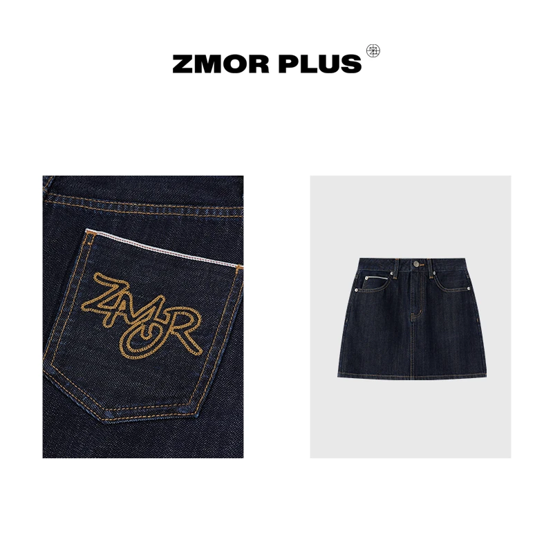 ZMOR+25新款赤耳原边显瘦防走光A字牛仔短裙P25AR092