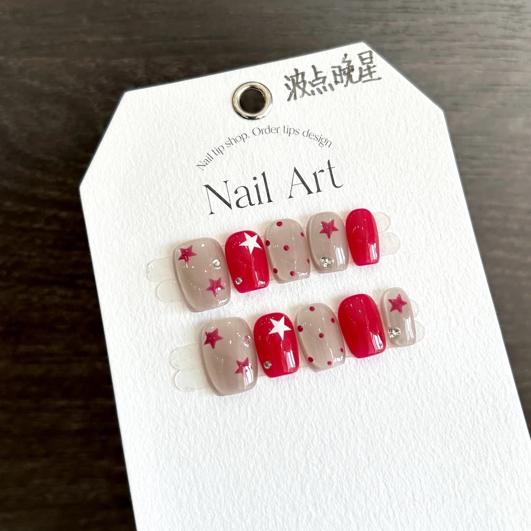 【波点晚星】蓝珊手工穿戴甲可反复佩戴