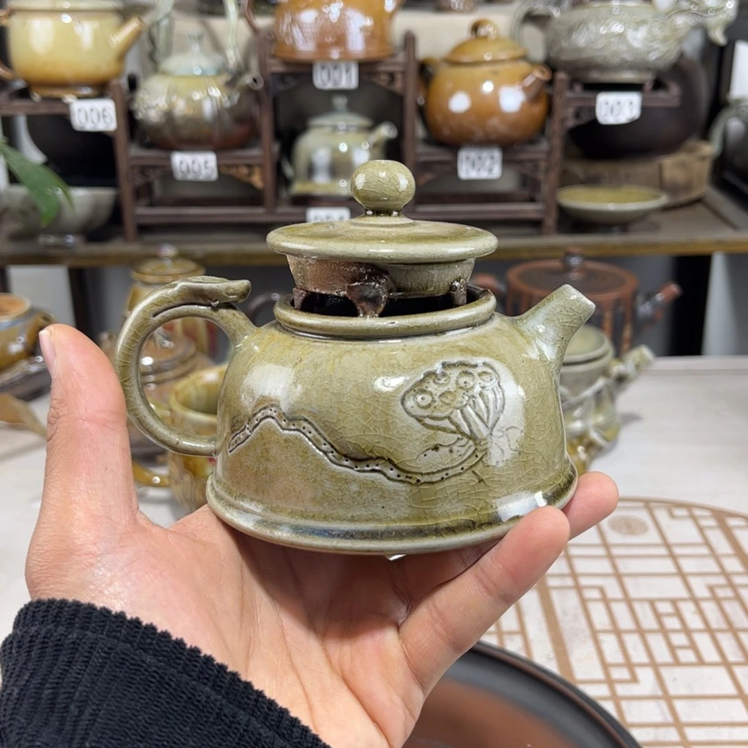 180cc白泥微瑕柴烧半月壶，古法传承裸坯柴烧体验款